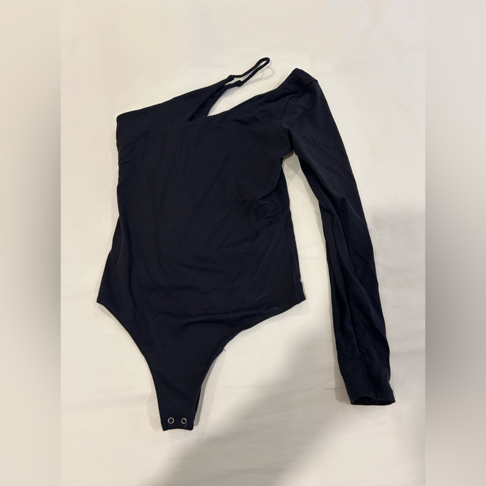 Abercrombie & Fitch Black Soft A&F Collection One Shoulder Body Suit